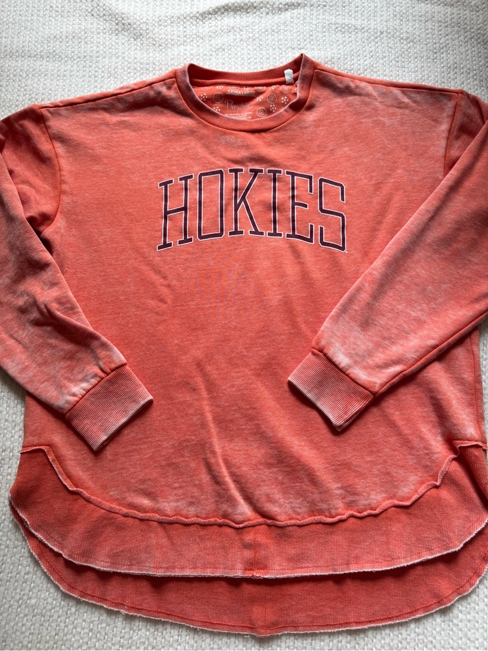 Pressbox XL Acid Washed Orange Virginia Tech HOKIES Sweatshirt